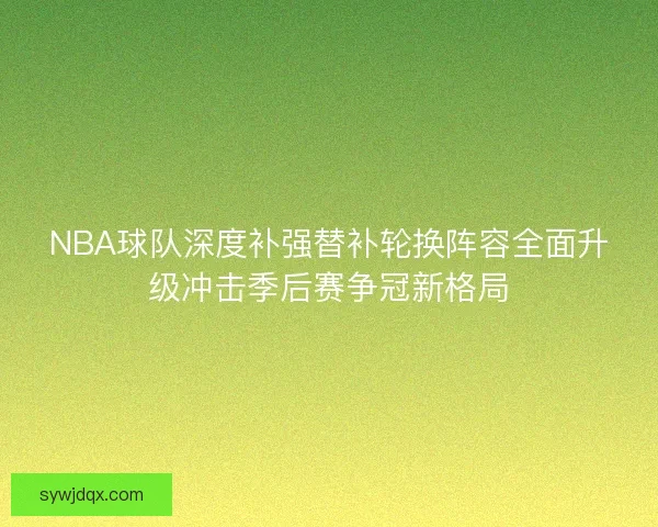 NBA球队深度补强替补轮换阵容全面升级冲击季后赛争冠新格局
